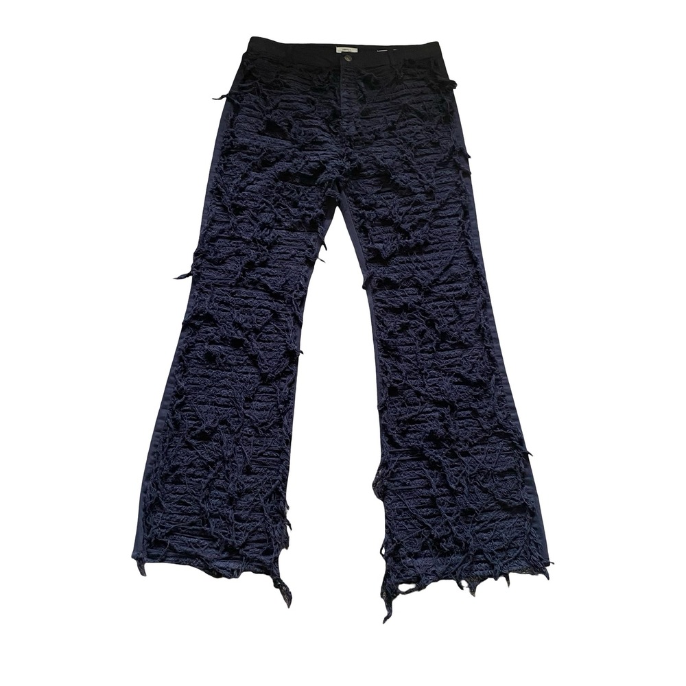 Forever 21 High Rise Flare Jeans Women's Size 31 Black Distressed Raw Hem